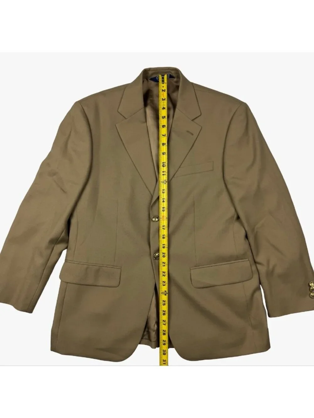 Stafford Men's Wool Blend Gold Button 2-Button Blazer Tan Brown • 40S